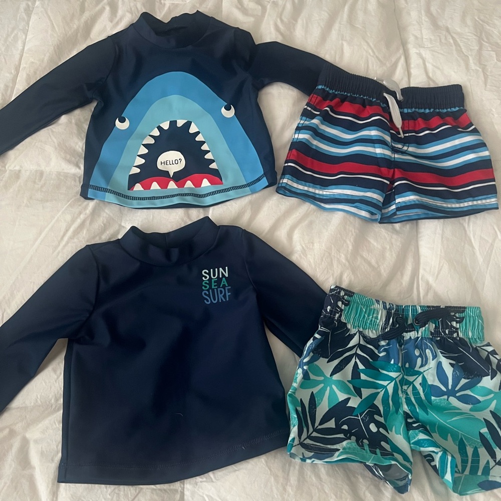 Baby boy swimsuit set of 4 pieces size 3-6 months